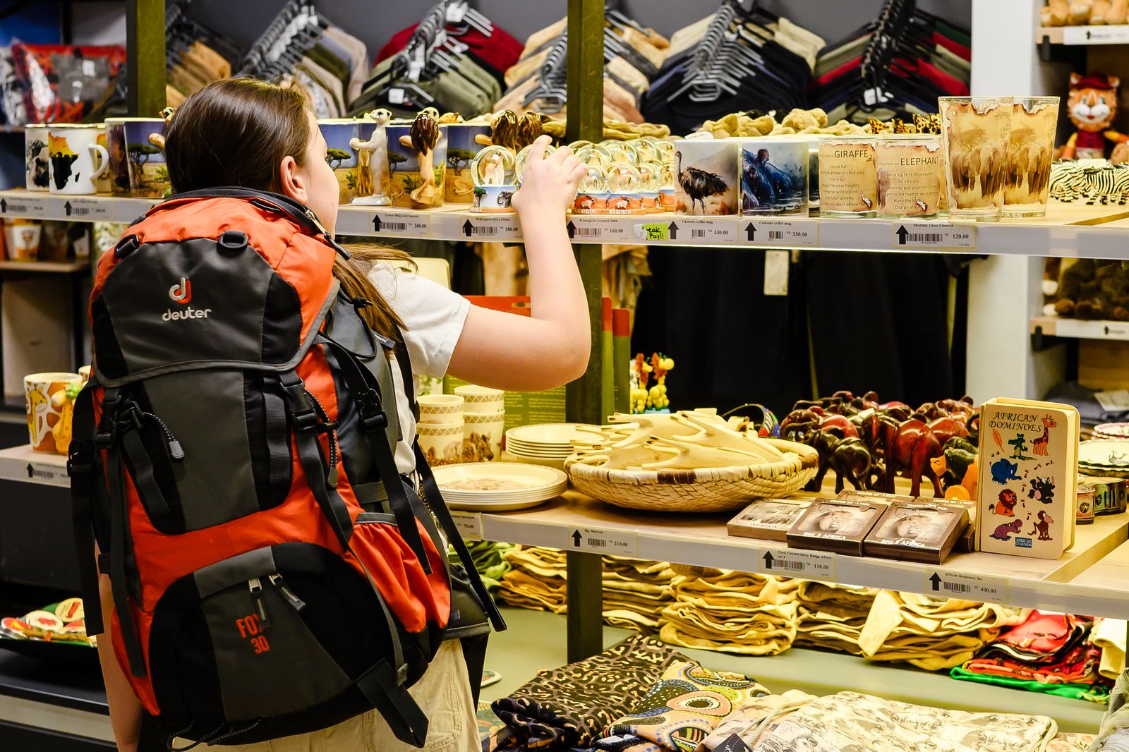 Doxa retail store shelves with African curios and gifts